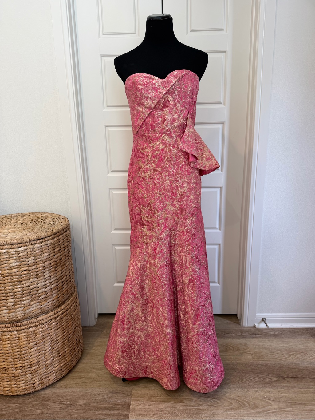 Theia Pink & Gold Metallic Strapless Mermaid Gown | Size 8| Worn Once